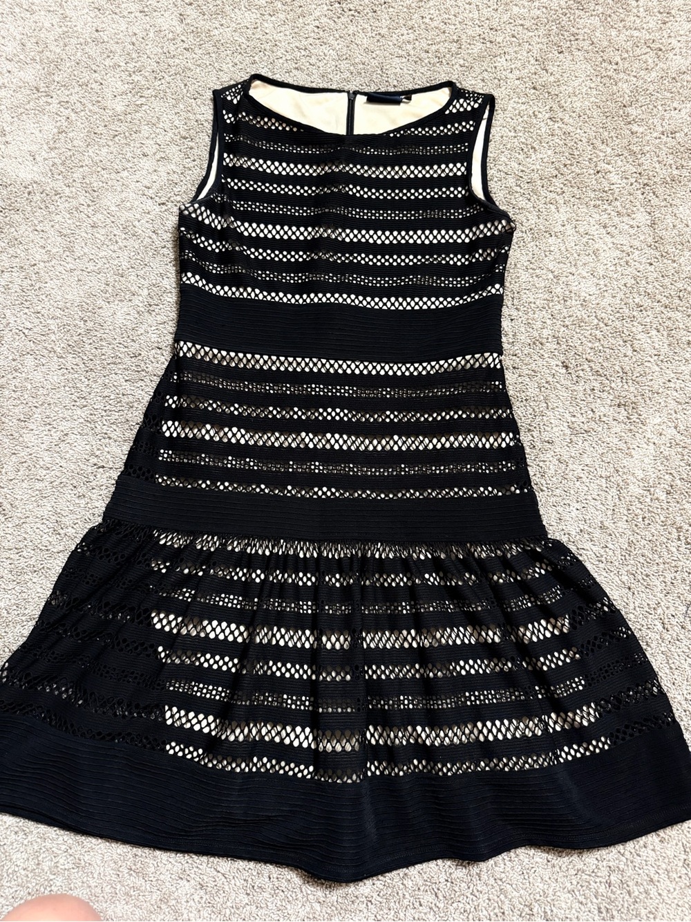 Taylor Black and Cream Midi Dress